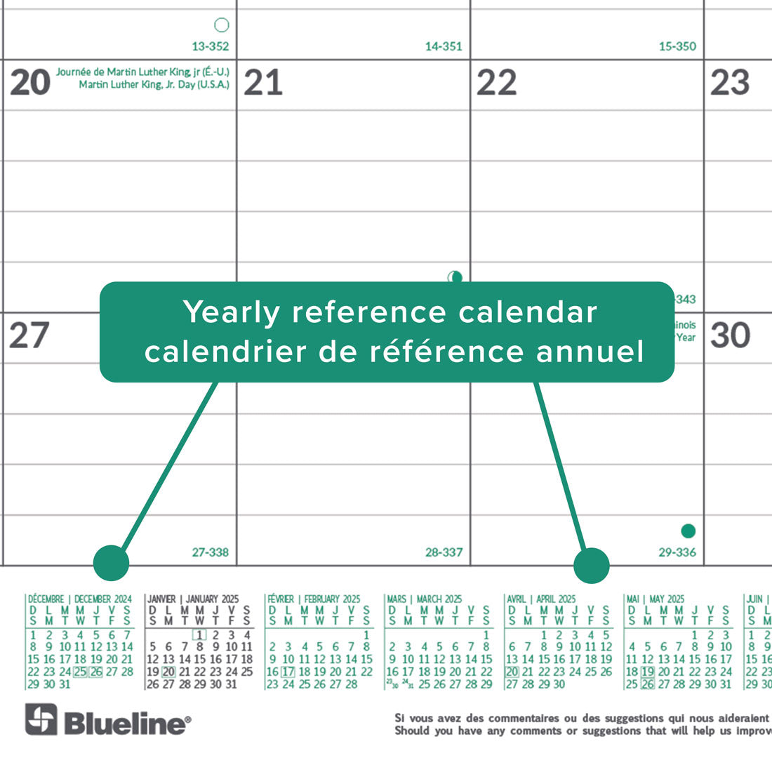 EcoLogix® Monthly Desk Pad 2025, Bilingual, C177437B