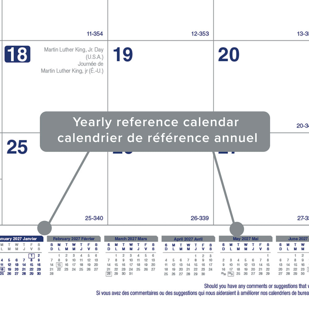 Monthly Desk Pad Calendar, Net Zero Carbon™, Bilingual, 2027 C177847B-27 Blueline C177847B