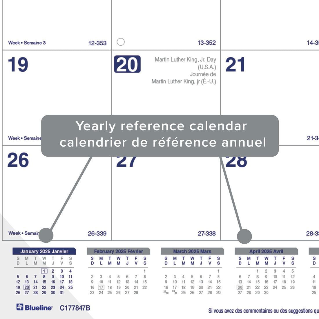 Net Zero Carbon™ Monthly Desk Pad 2025, Bilingual, C177847B