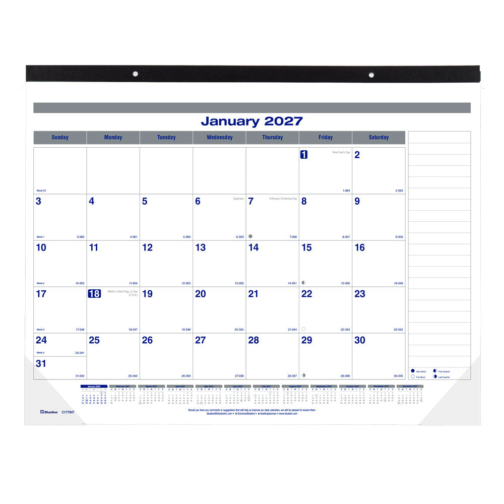 Monthly Desk Pad Calendar, Net Zero Carbon™, English, 2027 C177847-27 Blueline C177847