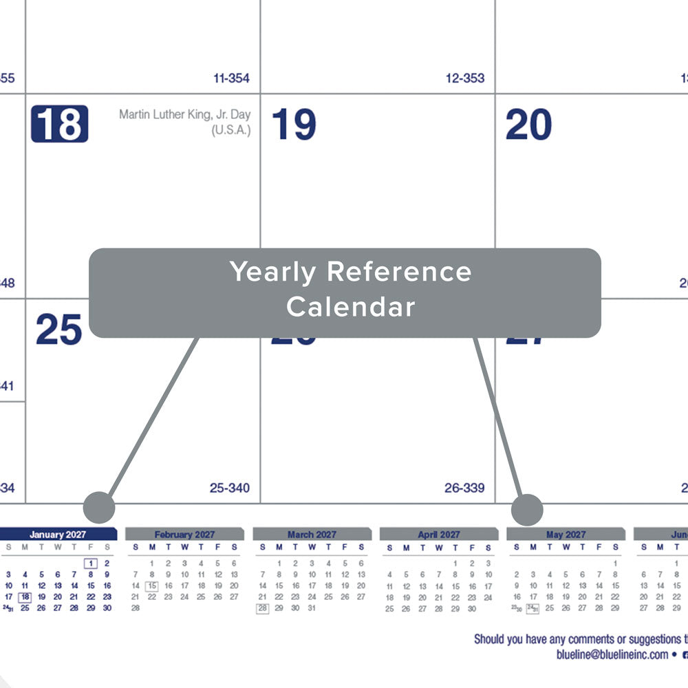 Monthly Desk Pad Calendar, Net Zero Carbon™, English, 2027 C177847-27 Blueline C177847