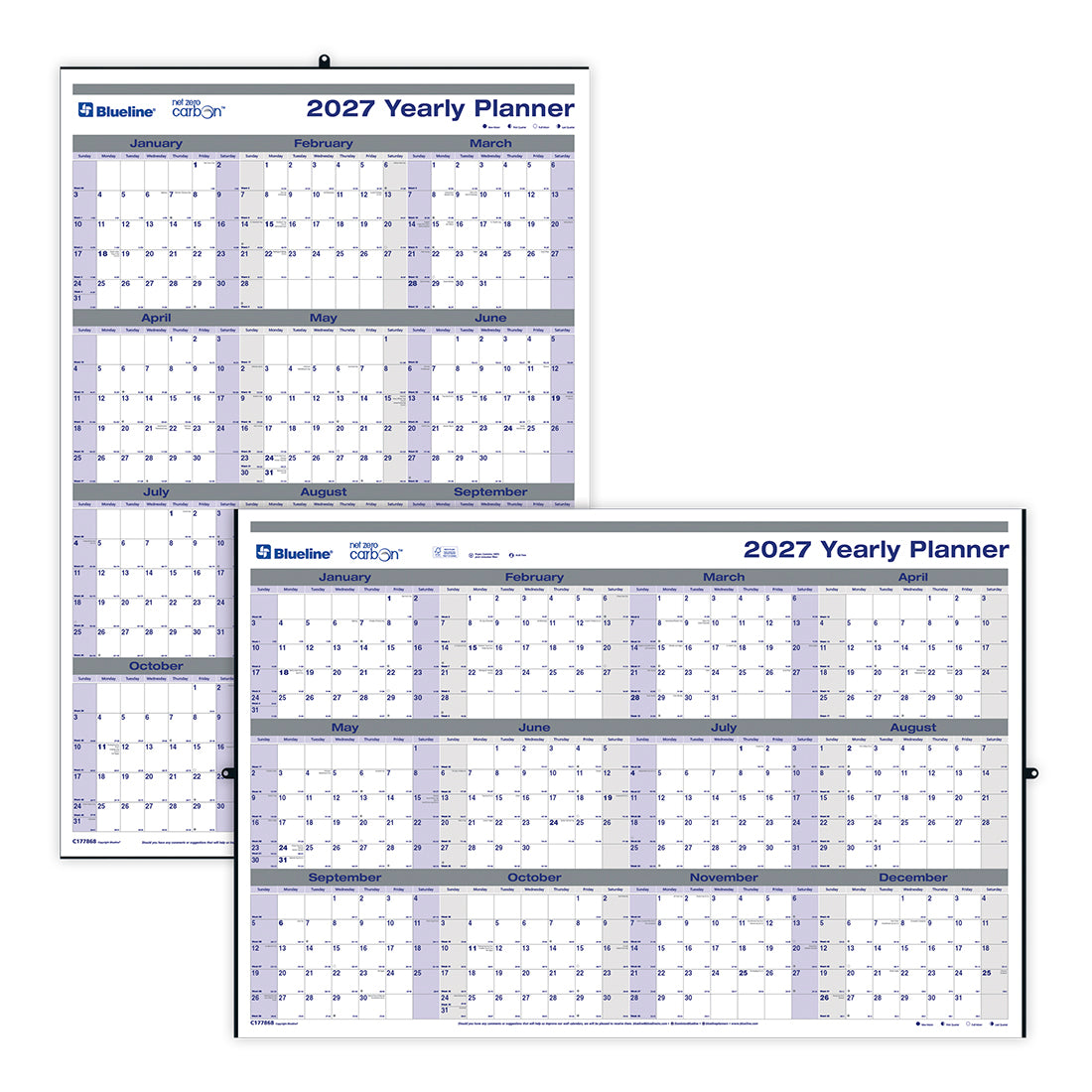 Yearly Wall Planner, English, 2027 C177868-27 Blueline C177868