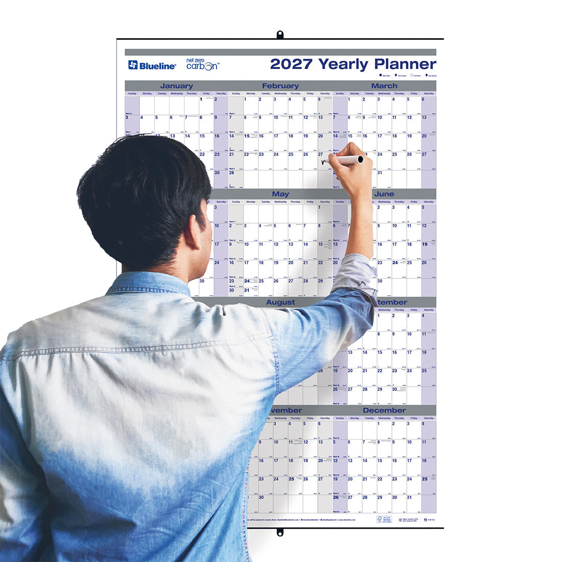 Yearly Wall Planner, English, 2027 C177868-27 Blueline C177868