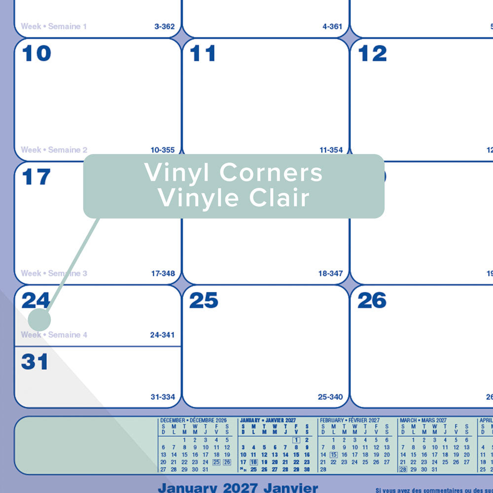 Monthly Desk Pad Calendar, Bilingual, 2027 C181700B-27 Blueline C181700B