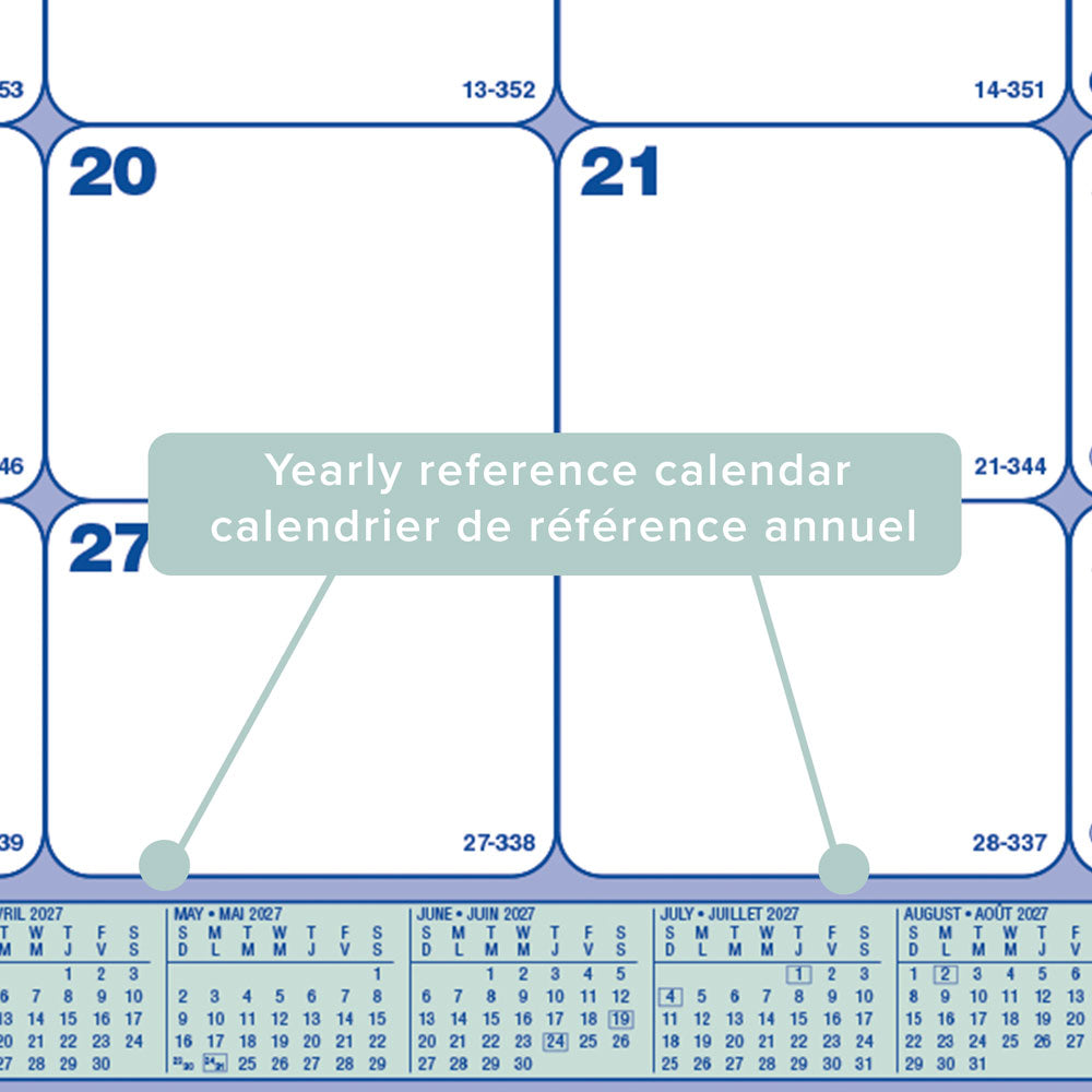 Monthly Desk Pad Calendar, Bilingual, 2027 C181700B-27 Blueline C181700B
