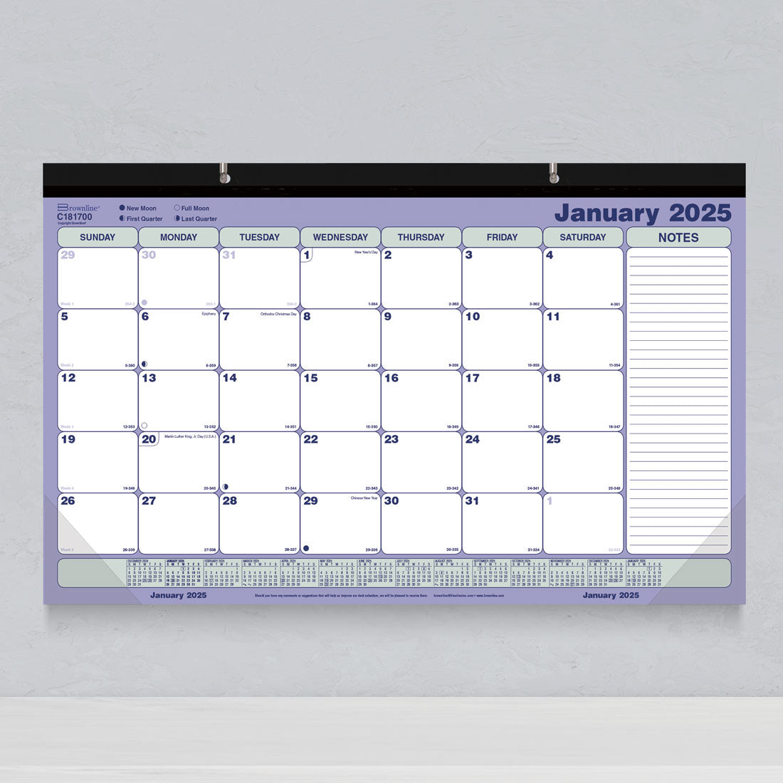 Monthly Desk Pad or Wall Calendar 2025, English, C181700