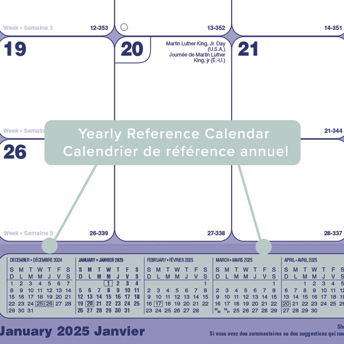 Desk Pad or Wall Calendar 2025, Bilingual, C181731BV