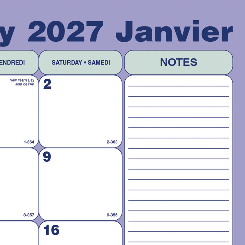 Monthly Desk Pad Calendar, Bilingual, 2027 C181731BV-27 Blueline C181731BV