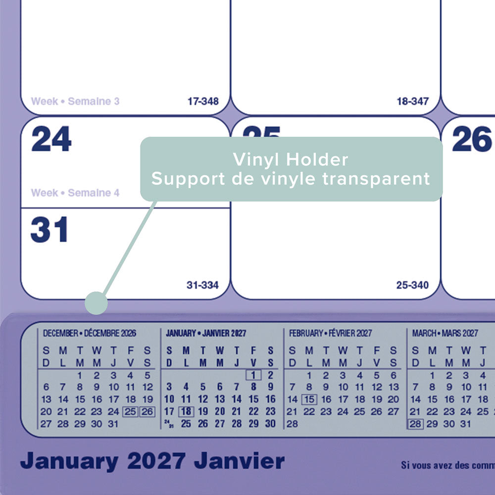 Monthly Desk Pad Calendar, Bilingual, 2027 C181731BV-27 Blueline C181731BV