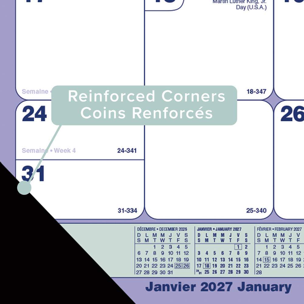 Monthly Desk Pad Calendar, Bilingual, 2027 C181731B-27 Blueline C181731B
