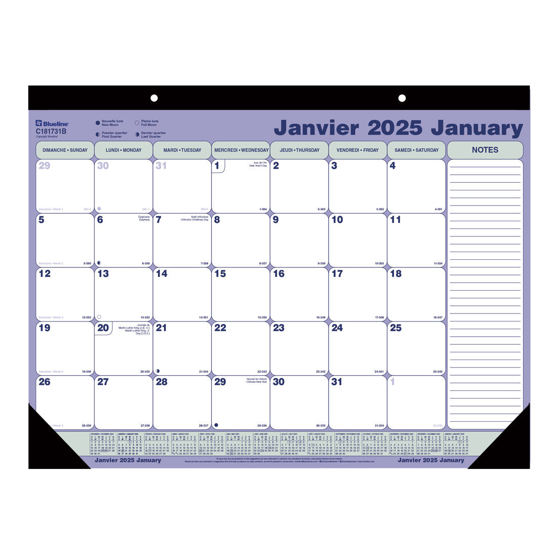 Desk Pad or Wall Calendar 2025, Bilingual, C181731B