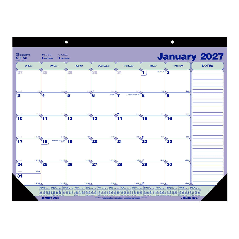 Monthly Desk Pad Calendar, English, 2027 C181731-27 Blueline C181731