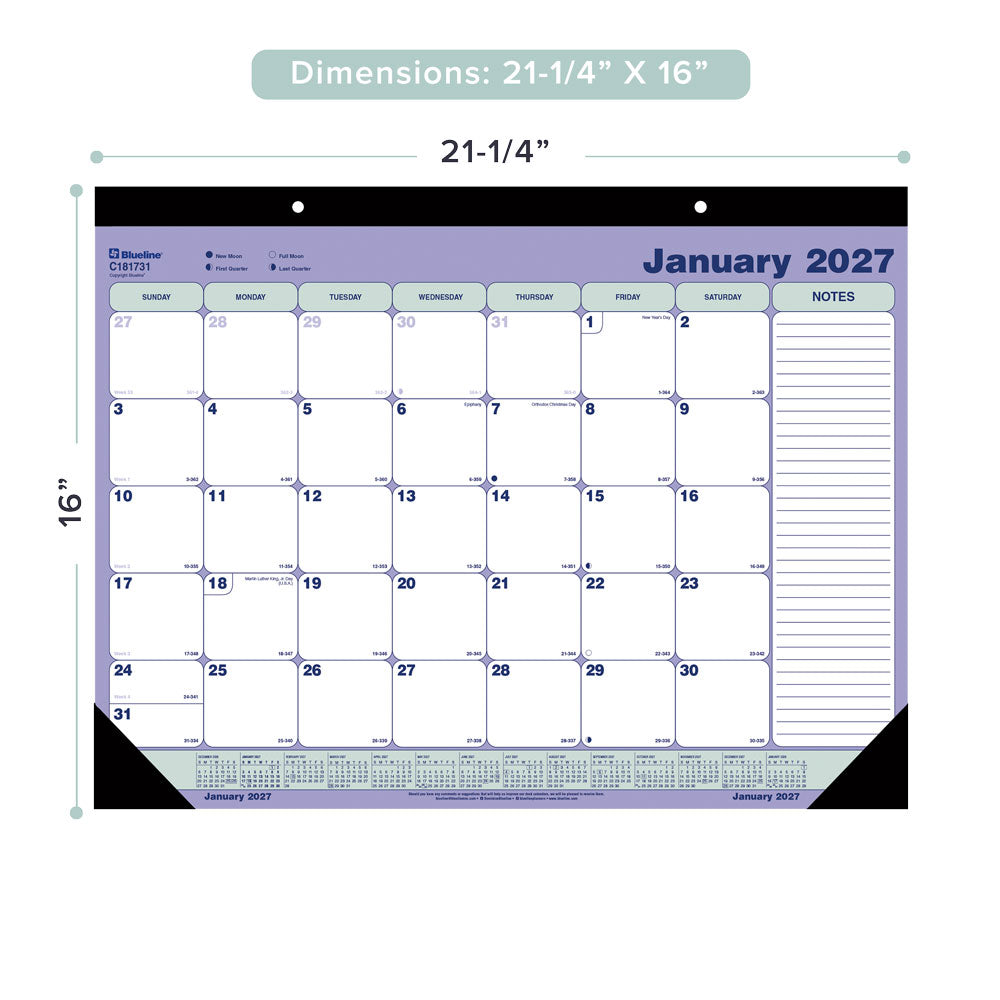 Monthly Desk Pad Calendar, English, 2027 C181731-27 Blueline C181731