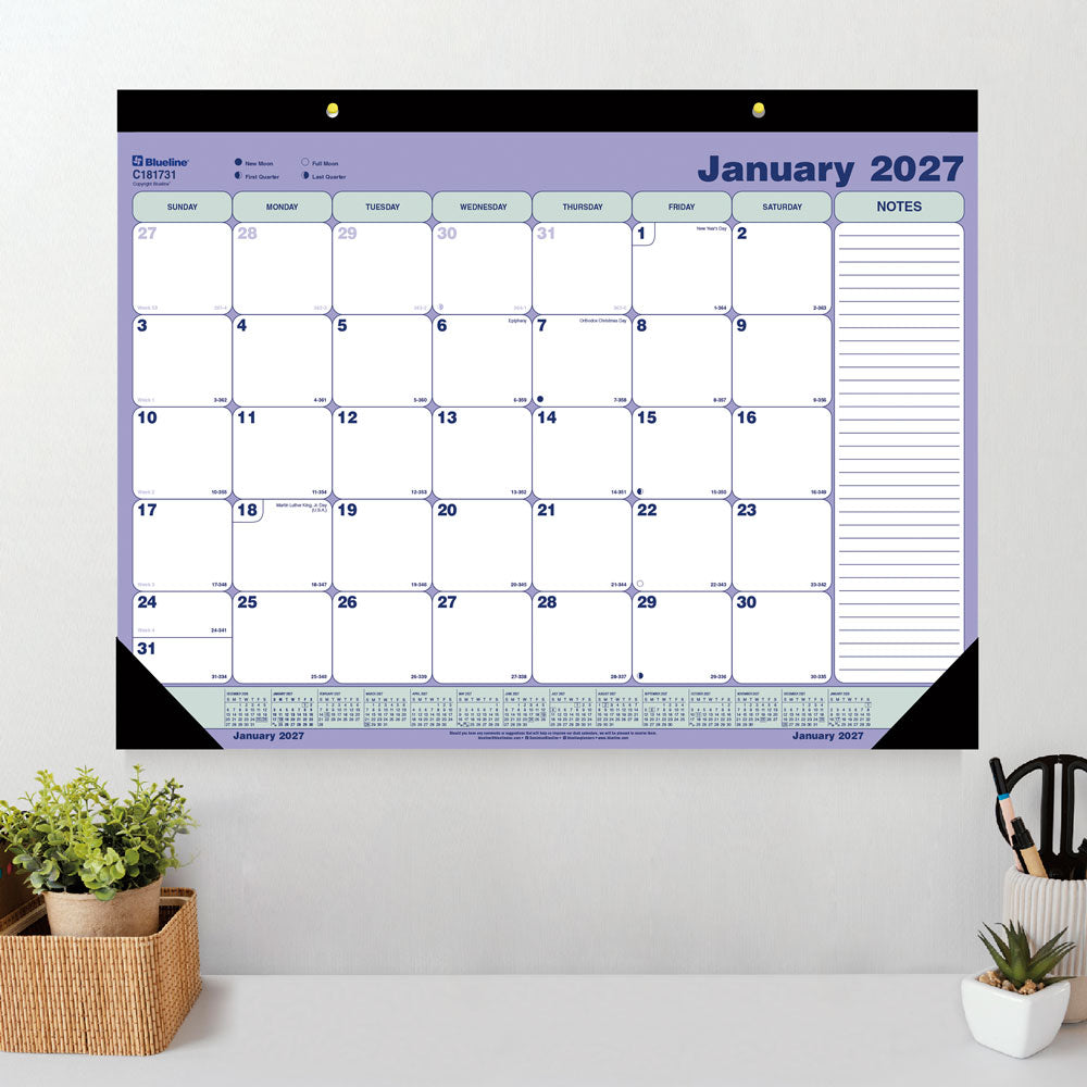 Monthly Desk Pad Calendar, English, 2027 C181731-27 Blueline C181731