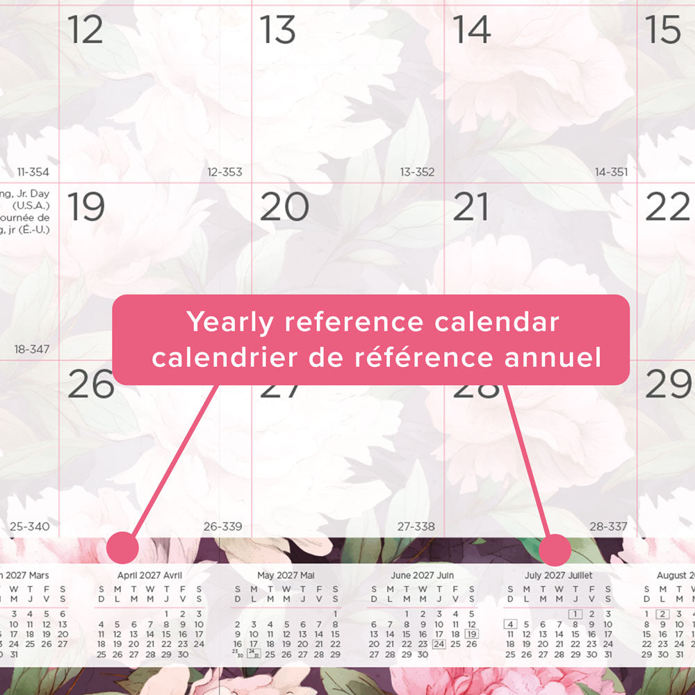 Monthly Desk Pad Calendar, Pink, Bilingual, 2027 C1831BPNK-27 Blueline C1831BPNK