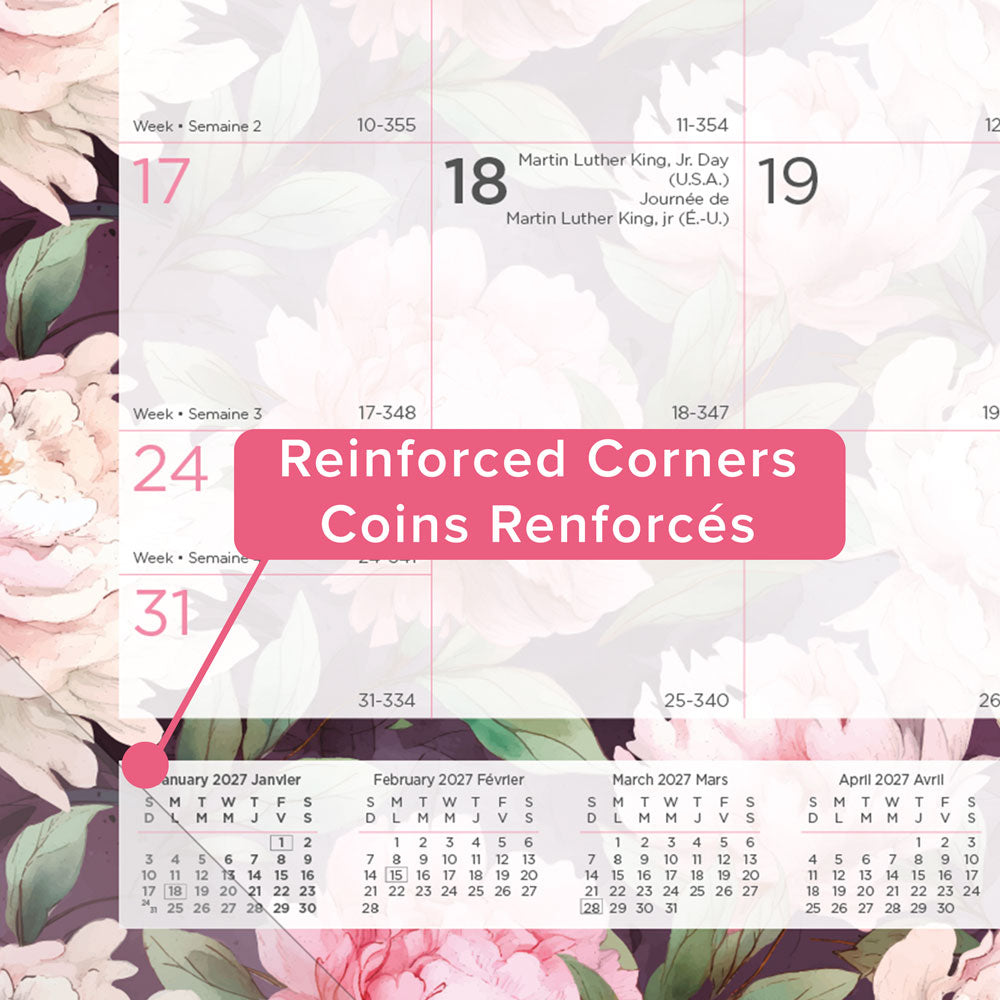Monthly Desk Pad Calendar, Pink, Bilingual, 2027 C1831BPNK-27 Blueline C1831BPNK