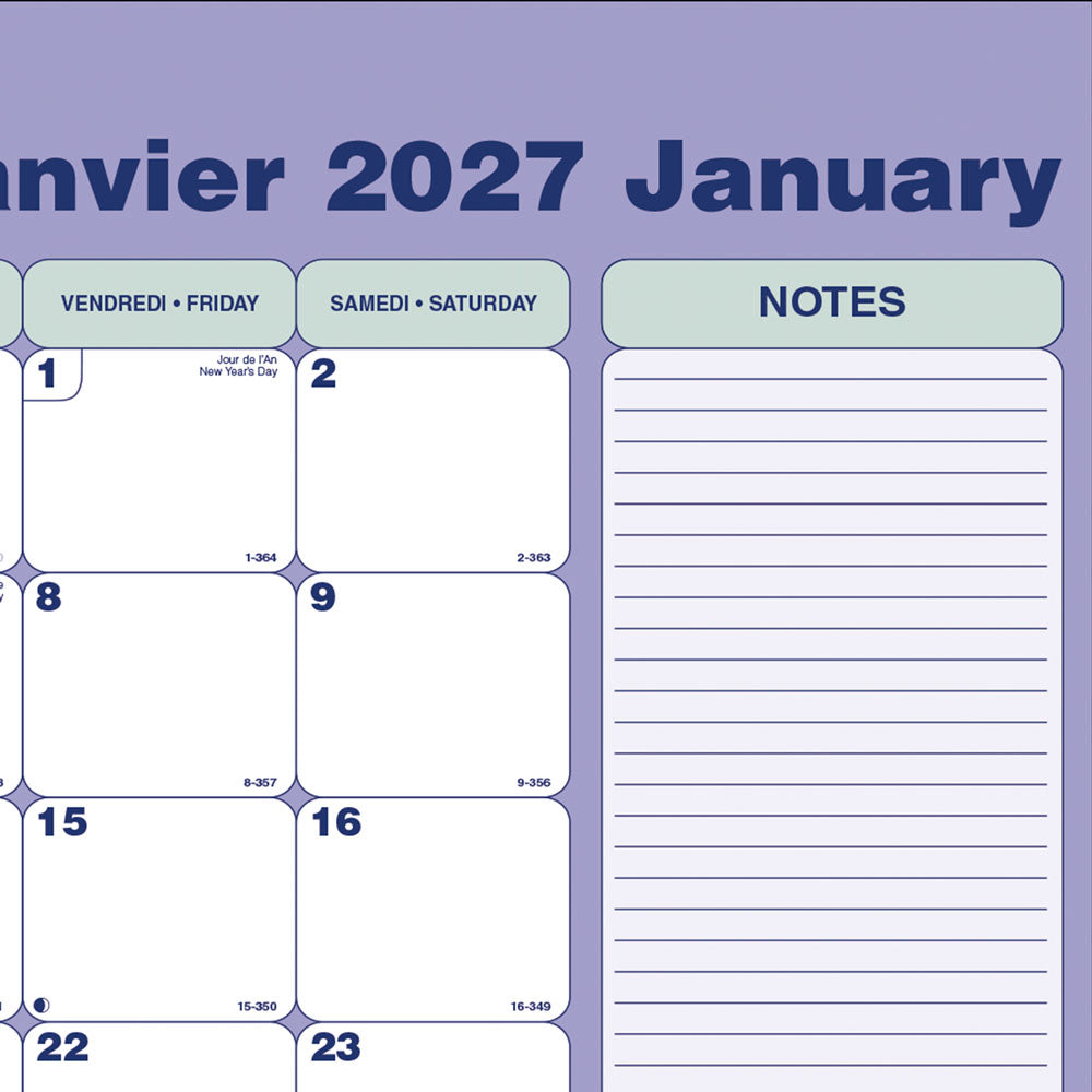 Monthly Desk Pad Calendar, Bilingual, 2027 C191924B-27 Blueline C191924B