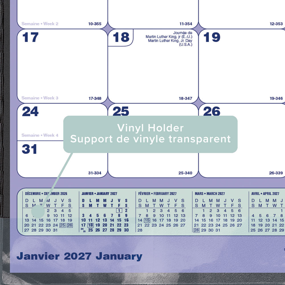 Monthly Desk Pad Calendar, Bilingual, 2027 C191924B-27 Blueline C191924B