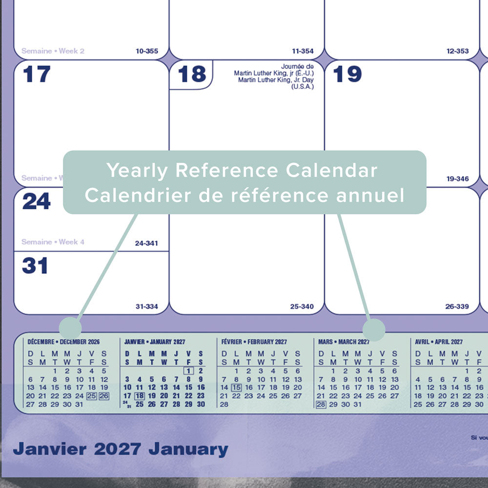 Monthly Desk Pad Calendar, Bilingual, 2027 C191924B-27 Blueline C191924B