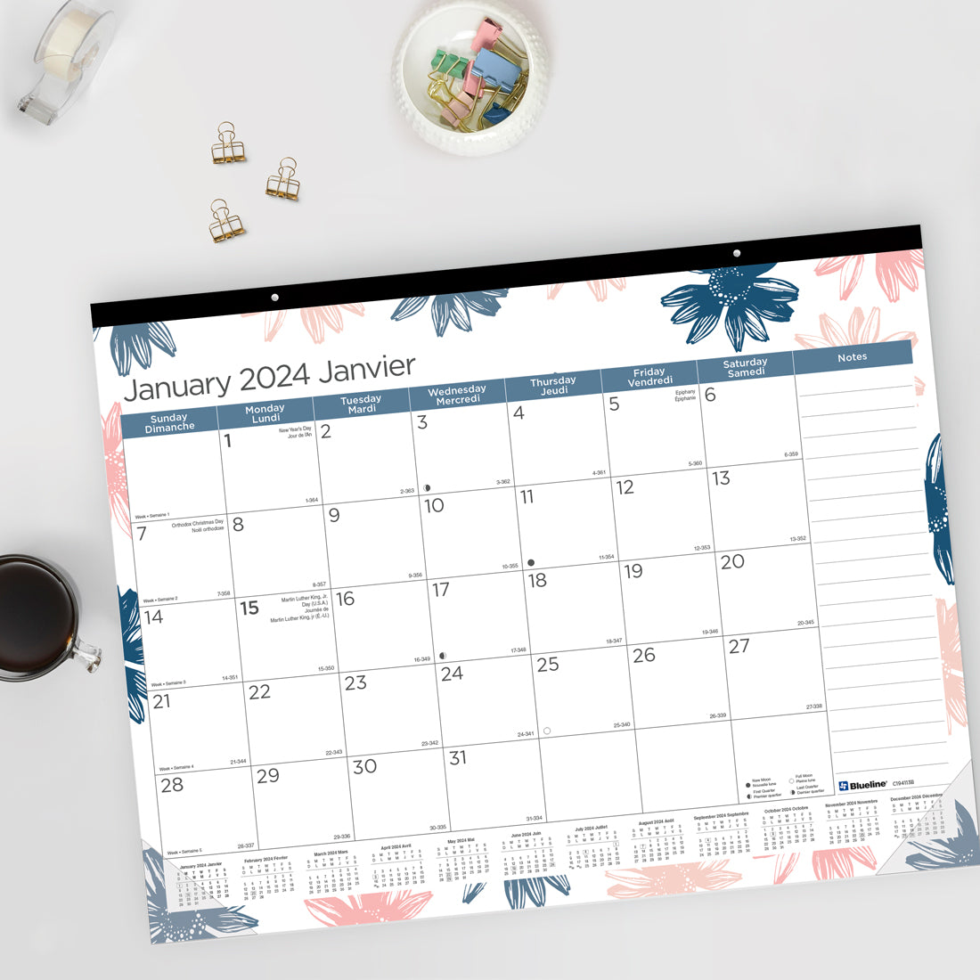 Passion Monthly Desk Pad 2024, Bilingual