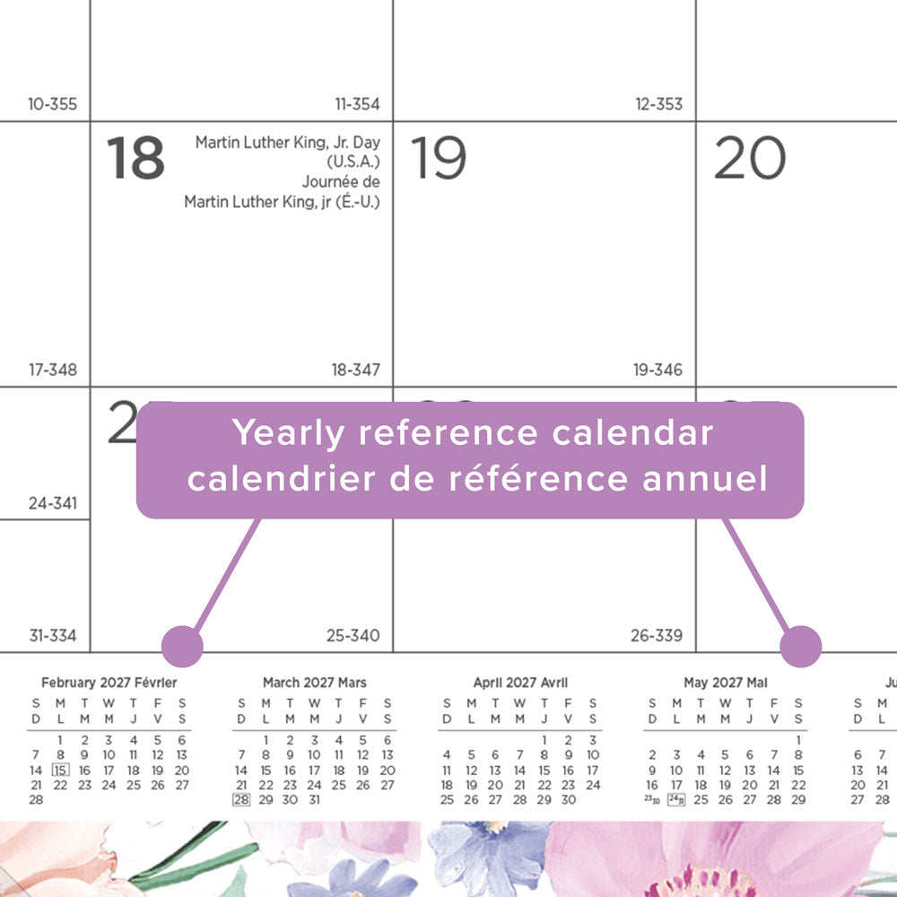 Monthly Desk Pad Calendar, Passion, Bilingual, 2027 C194113B-27 Blueline C194113B