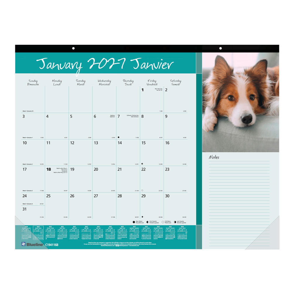 Monthly Desk Pad Calendar, Best Friend, Bilingual, 2027 C194116B-27 Blueline C194116B