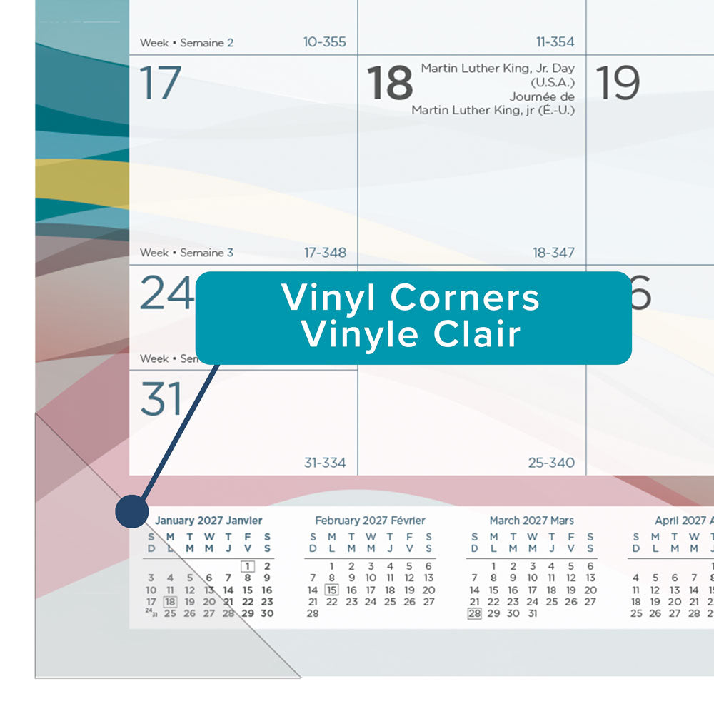 Monthly Desk Pad Calendar, Azure, Bilingual, 2027 C194125B-27 Blueline C194125B