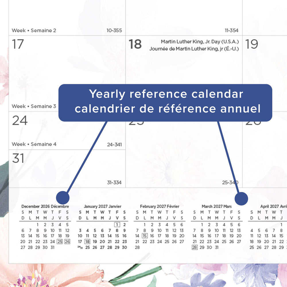 Monthly Desk Pad Calendar, Passion, Bilingual, 2027 C195113B-27 Blueline C195113B