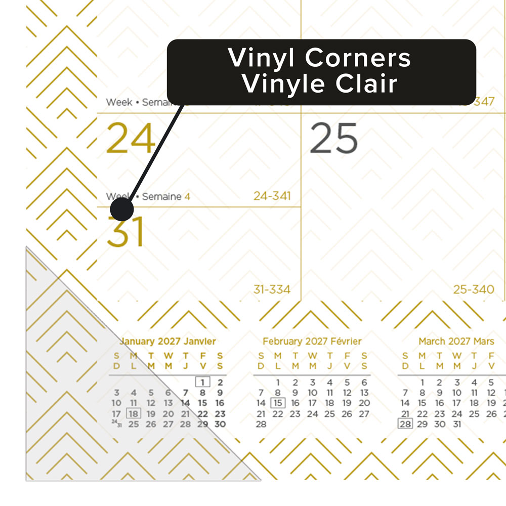 Monthly Desk Pad Calendar, Classic Gold, Bilingual, 2027 C199003B-27 Blueline C199003B