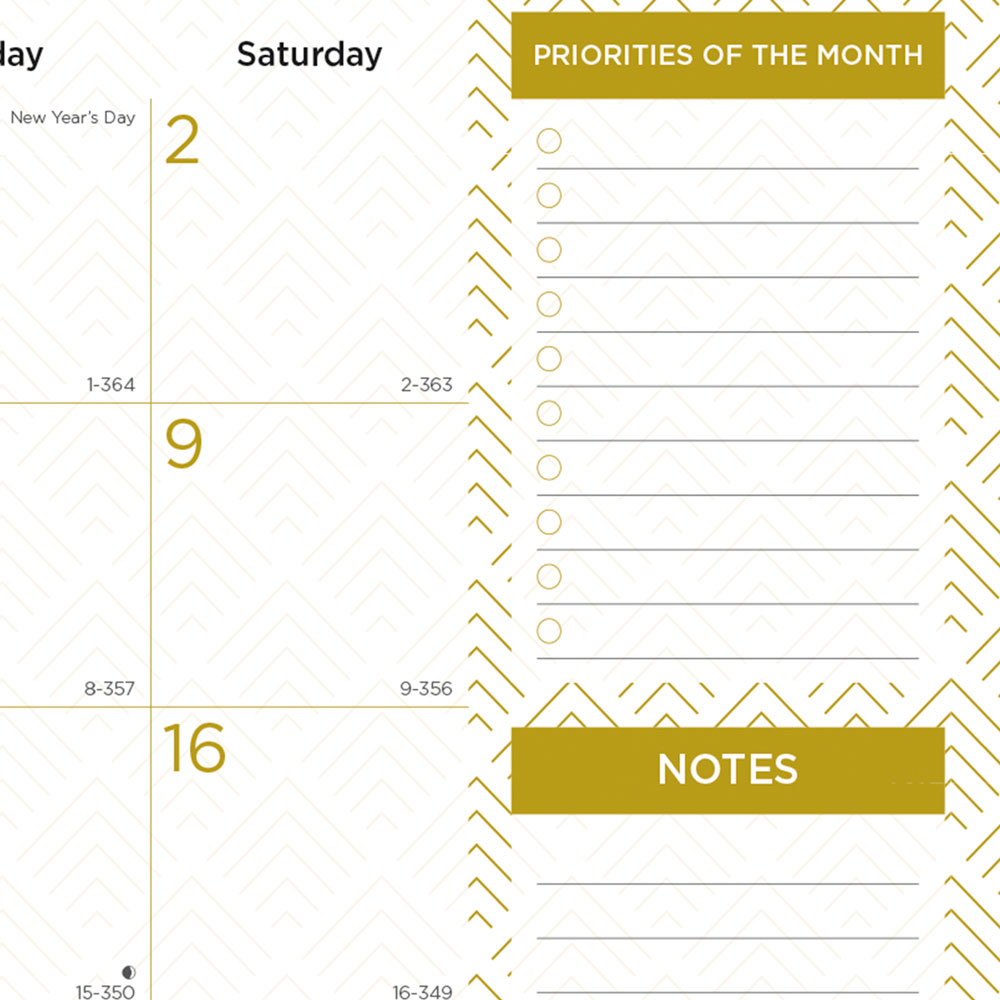 Monthly Desk Pad Calendar, Classic Gold, English, 2027 C199003-27 Blueline C199003