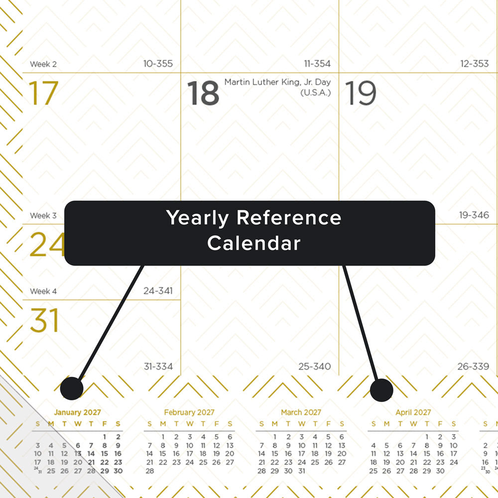 Monthly Desk Pad Calendar, Classic Gold, English, 2027 C199003-27 Blueline C199003