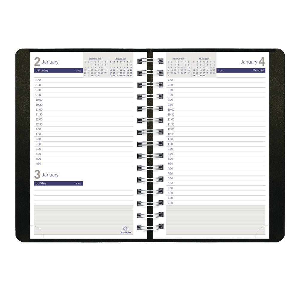 Blueline DuraGlobe™ Daily Appointment Book, 2027, English, Black C210.21T-27 C210.21T