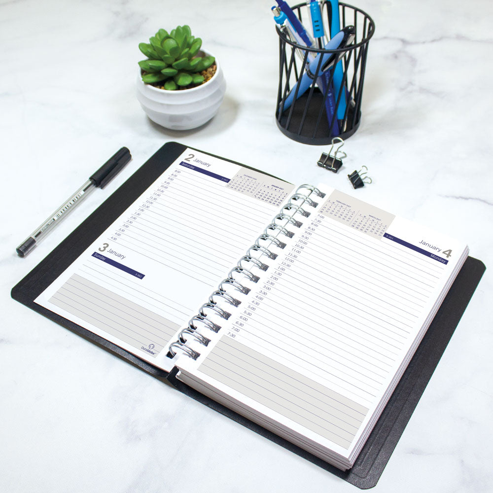 Blueline DuraGlobe™ Daily Appointment Book, 2027, English, Black C210.21T-27 C210.21T