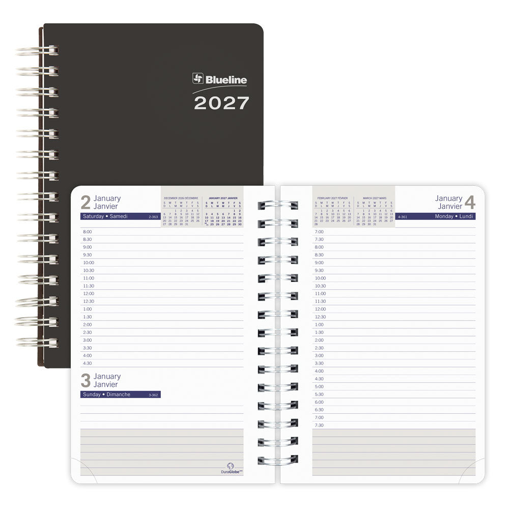 DuraGlobe™ Daily Appointment Book, 2027, Bilingual, Black C210.81BT-27 C210.81BT