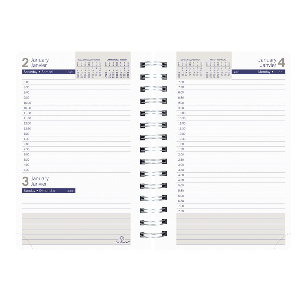 DuraGlobe™ Daily Appointment Book, 2027, Bilingual, Black C210.81BT-27 C210.81BT