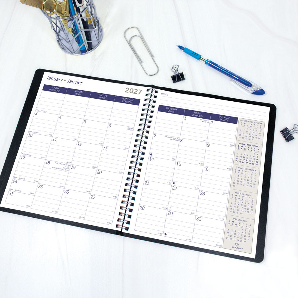 Blueline DuraGlobe™ Monthly Planner, 2027, Bilingual C230.21BT-27 C230.21BT