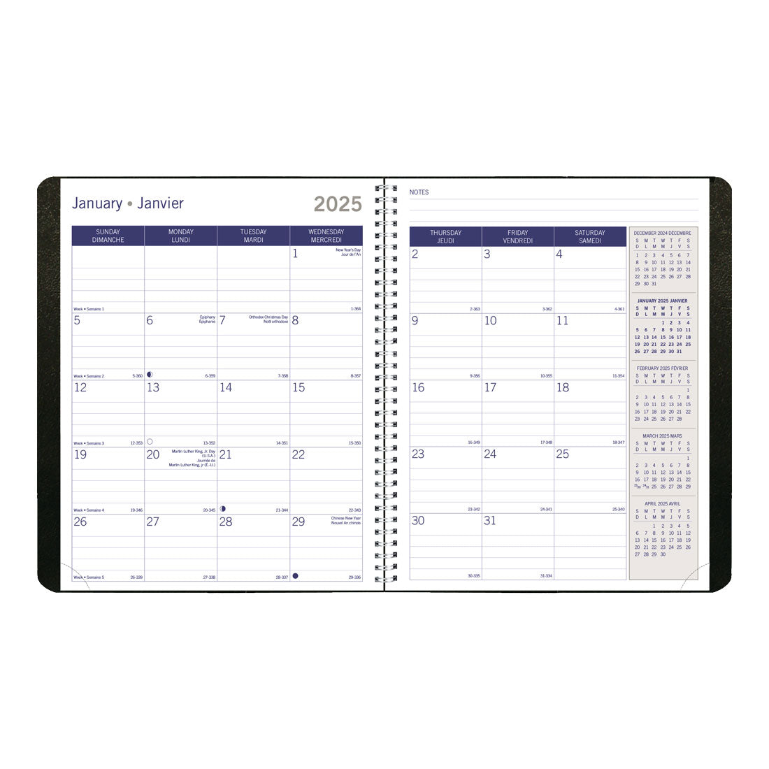 DuraGlobe™ Monthly Planner 2025, Bilingual, Black, C230.21BT