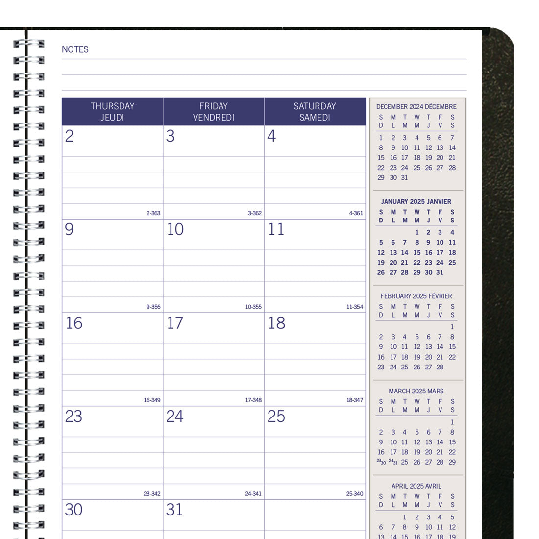 DuraGlobe™ Monthly Planner 2025, Bilingual, Black, C230.21BT