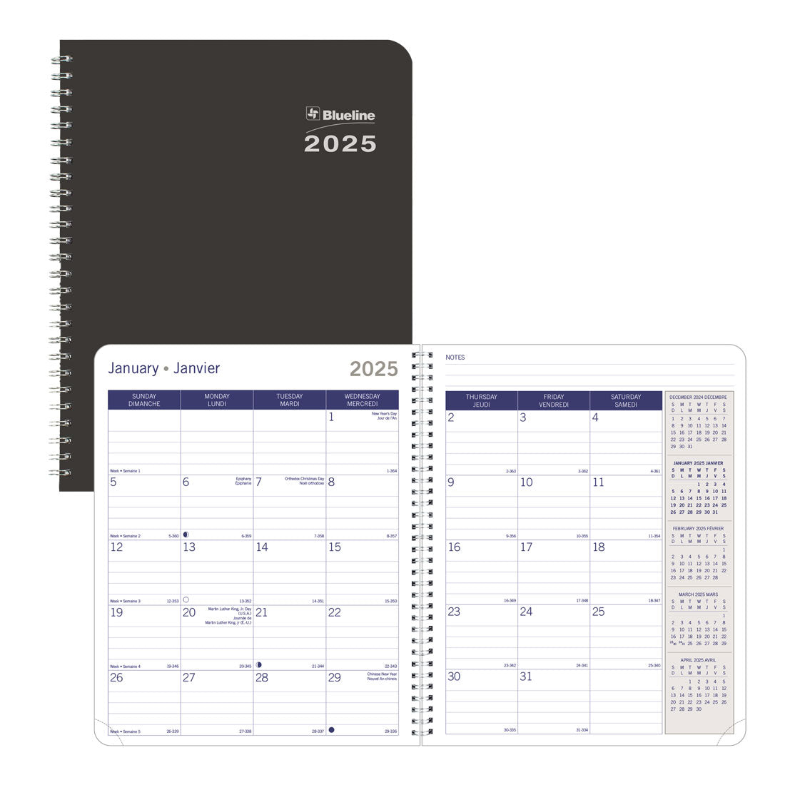 DuraGlobe™ Monthly Planner 2025, Bilingual Black, C230.81BT