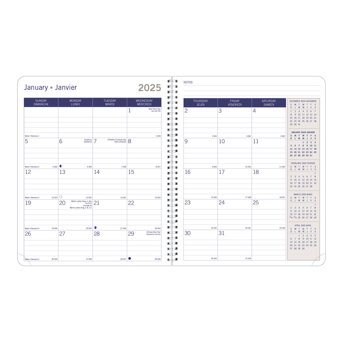 DuraGlobe™ Monthly Planner 2025, Bilingual Black, C230.81BT