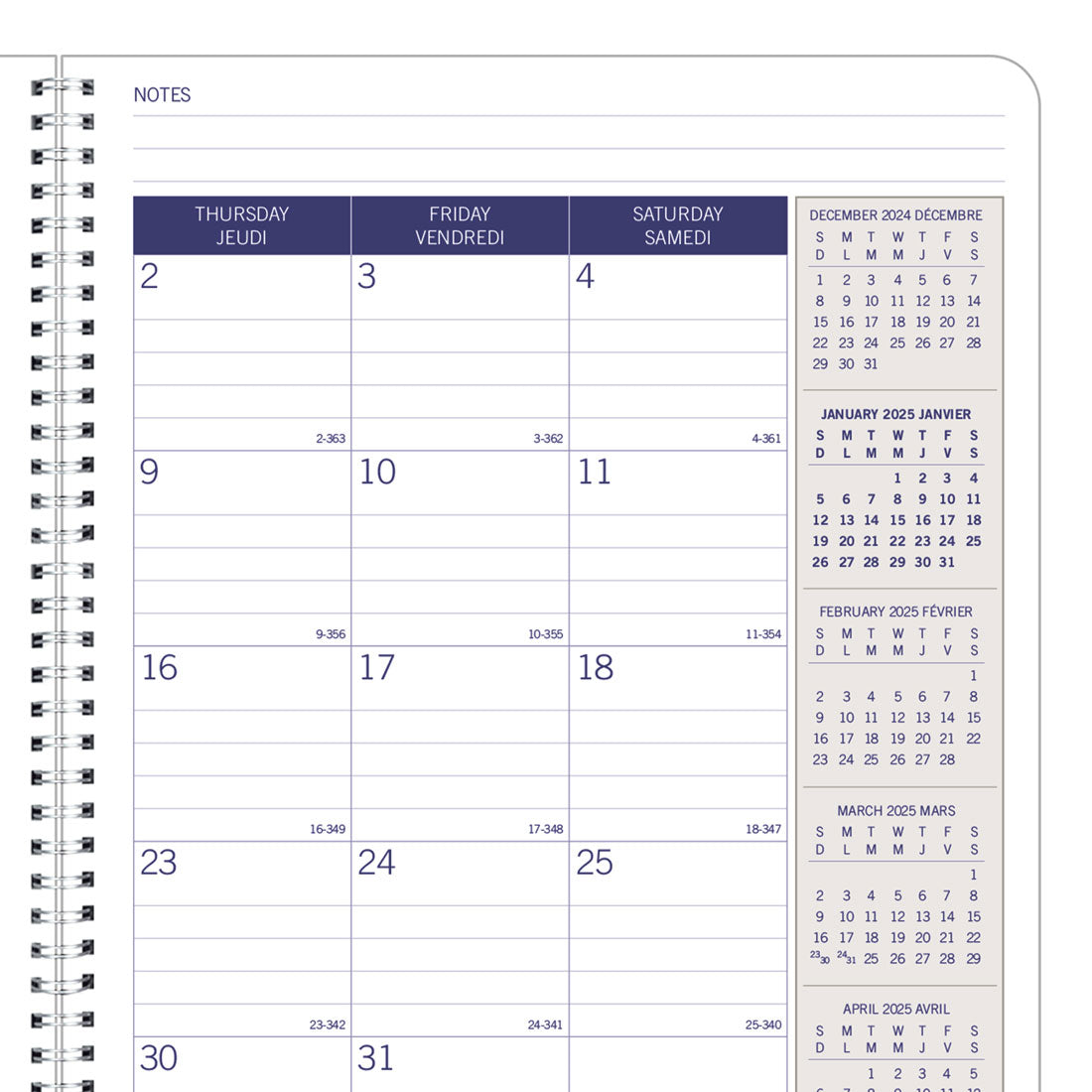 DuraGlobe™ Monthly Planner 2025, Bilingual Black, C230.81BT