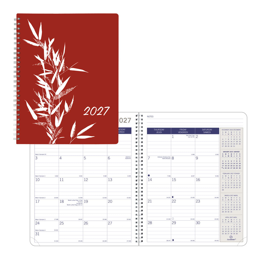 DuraGlobe™Joyful Monthly Planner, 2027, Bilingual C230.F83BT-27 Blueline C230.F83BT