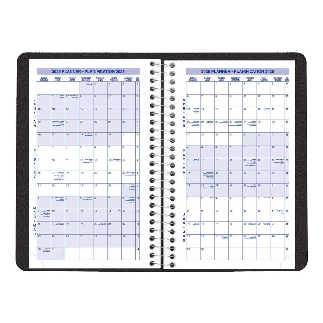 Essential Daily Planner 2025, Bilingual, Black, C2504.81BT