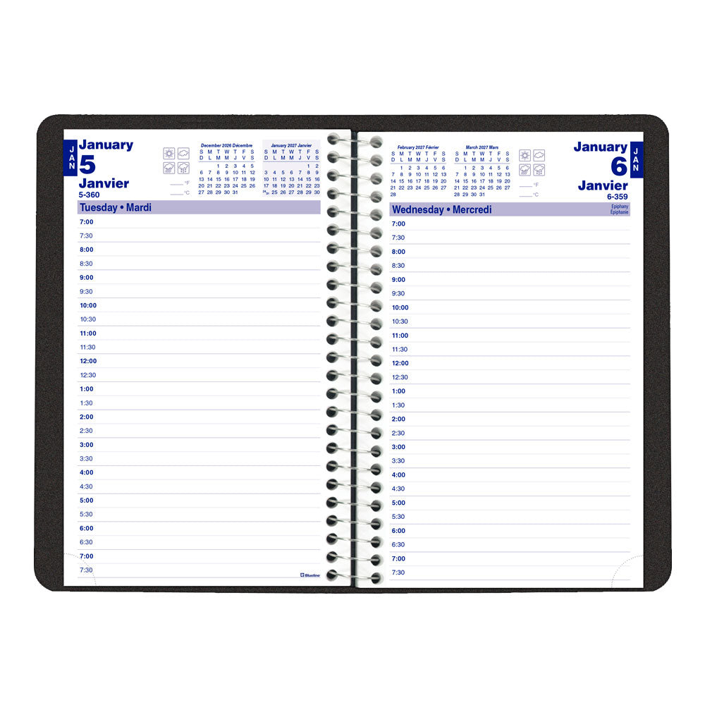 Essential Daily Appointment Book, 2027, Bilingual, Black C2504.81BT-27 Blueline C2504.81BT