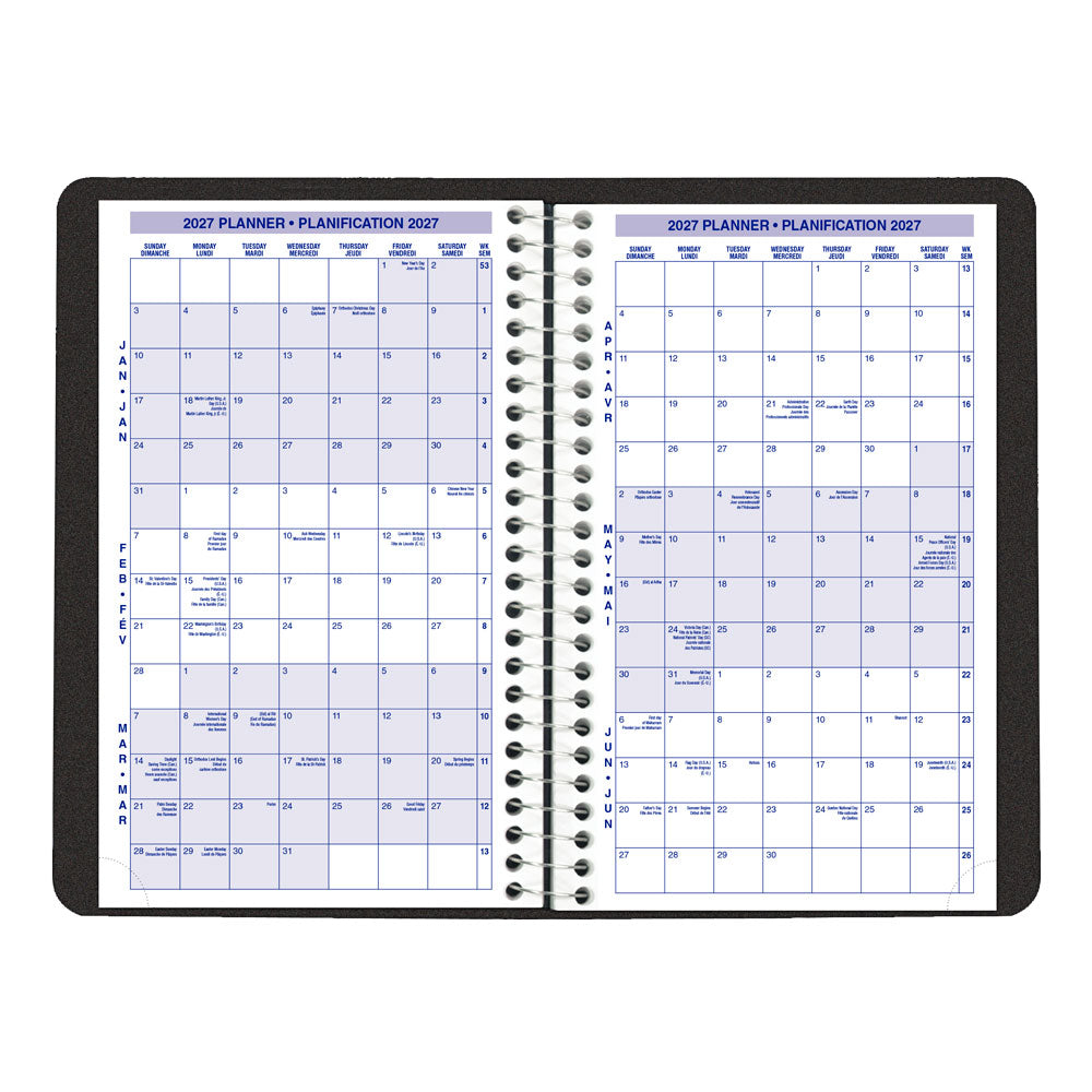 Essential Daily Appointment Book, 2027, Bilingual, Black C2504.81BT-27 Blueline C2504.81BT