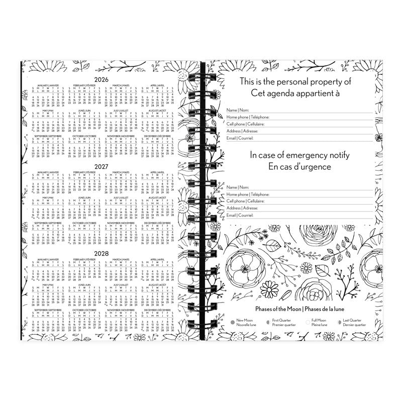 DoodlePlan™ Botanica Weekly/Monthly Planner, 2027, Bilingual C2910B.01-27 Blueline C2910B.01