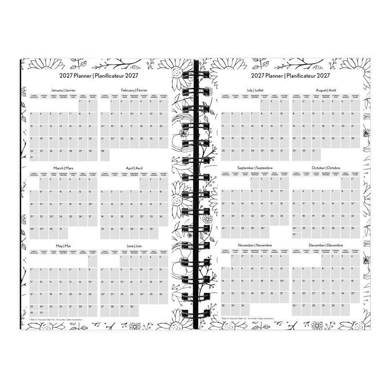 DoodlePlan™ Botanica Weekly/Monthly Planner, 2027, Bilingual C2910B.01-27 Blueline C2910B.01