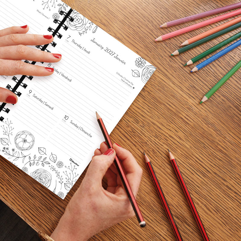 DoodlePlan™ Botanica Weekly/Monthly Planner, 2027, Bilingual C2910B.01-27 Blueline C2910B.01