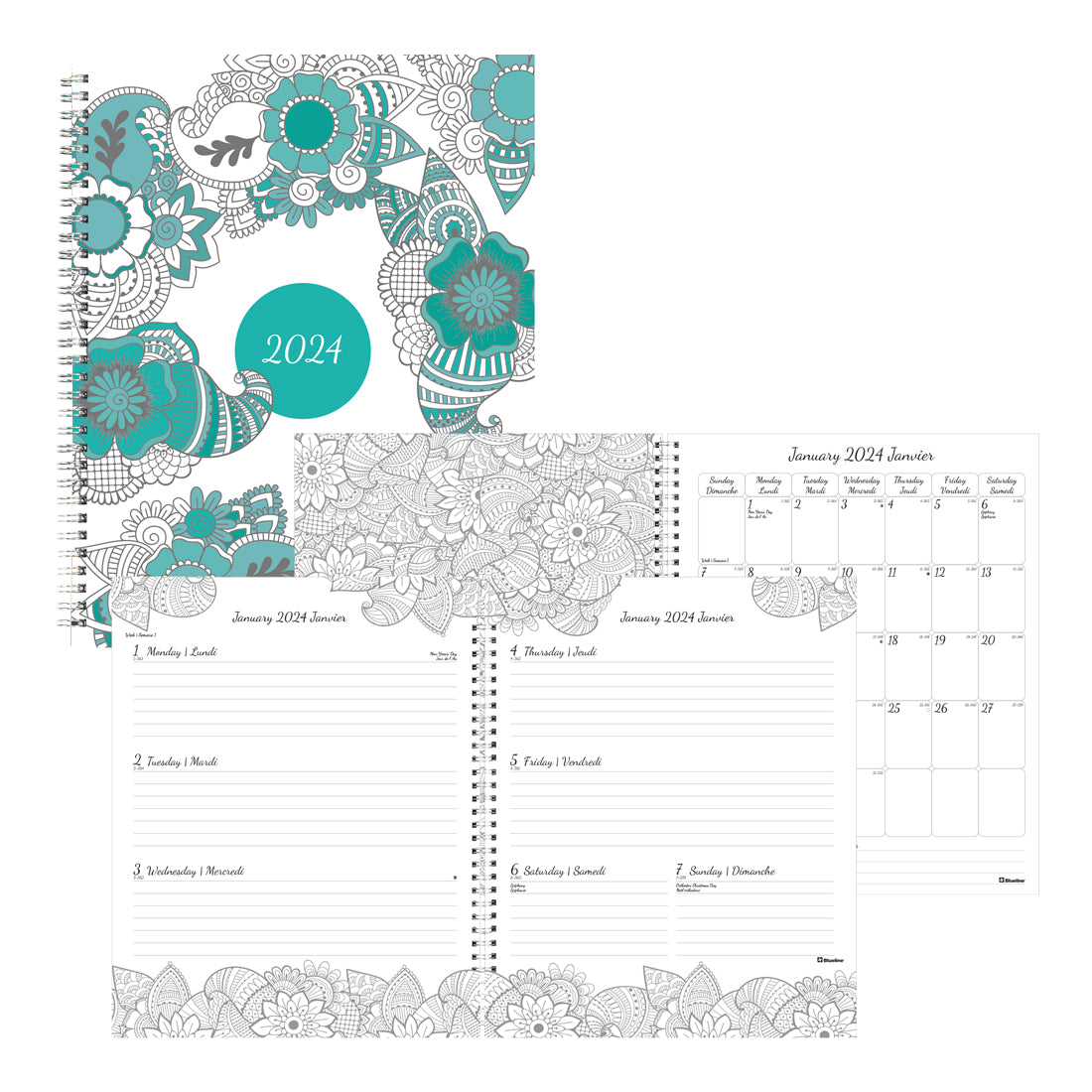 DoodlePlan™ Weekly Colouring Planner 2024, Bilingual - C2911B.01