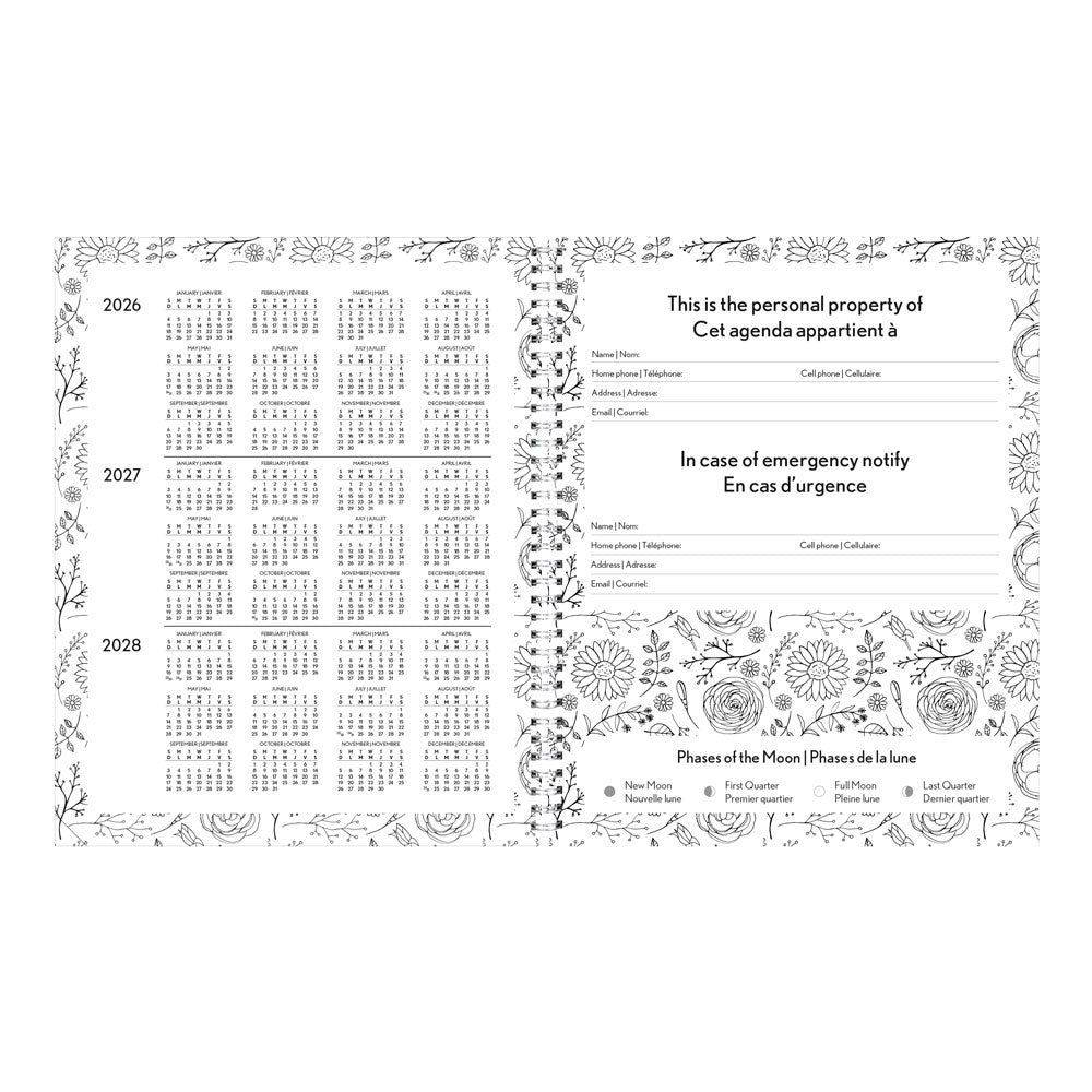 DoodlePlan™ Botanica Weekly/Monthly Planner, 2027, Bilingual C2911B.01-27 Blueline C2911B.01